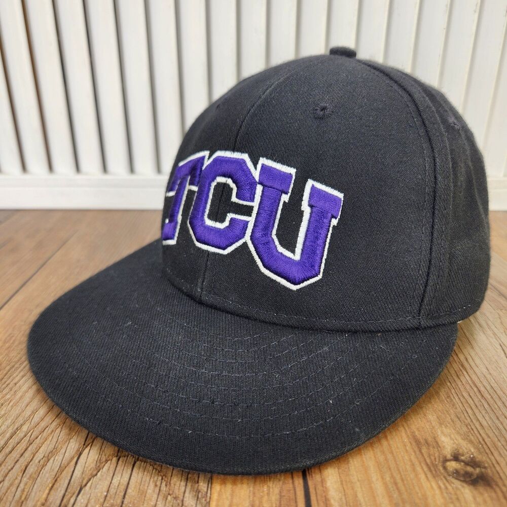 TCU Horned Frogs Pro-Line OTF Baseball Cap Black Purple Sz 7 1/4 Fitted Hat NCAA